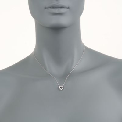 Roberto Coin "Tiny Treasures" .26 ct. t.w. Diamond Open Heart Necklace in 18kt White Gold. 18" &mdash; Alt Image 2