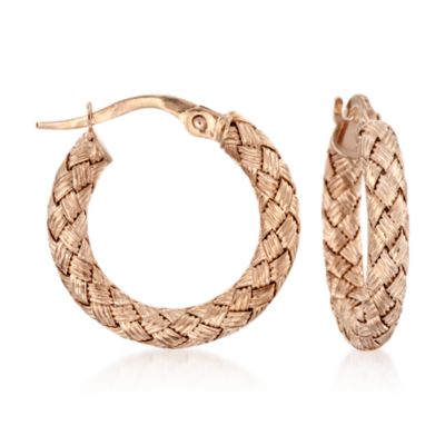 Roberto Coin 18kt Rose Gold Woven Hoop Earrings &mdash; Alt Image 1