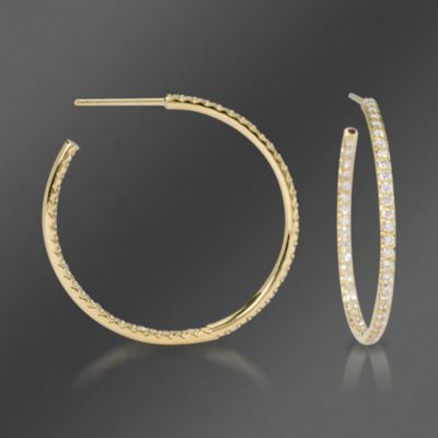 Roberto Coin .97 ct. t.w. Diamond In-And-Out Hoop Earrings In 18kt White Gold &mdash; Alt Image 1