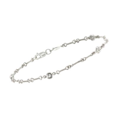 Roberto Coin .16 ct. t.w. Diamond Station Bracelet in 18kt White Gold. 7" &mdash; Alt Image 1