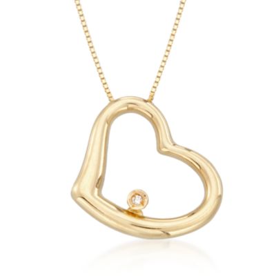 Roberto Coin 18kt Yellow Gold Open Heart Necklace With Diamond Accent. 16" &mdash; Alt Image 1