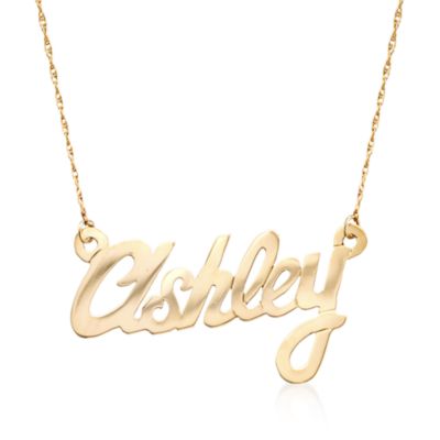 14kt Yellow Gold Script Nameplate Necklace 18" &mdash; Alt Image 1