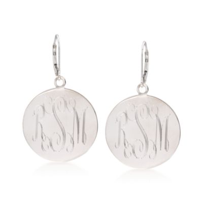 Sterling Silver Monogram Disc Dangle Earrings &mdash; Alt Image 1