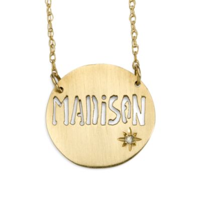 14kt Yellow Gold  Diamond Accent Tag Necklace. 18" &mdash; Alt Image 1
