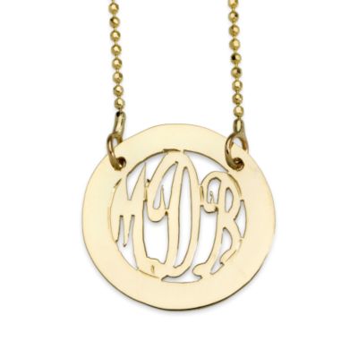 14kt Yellow Gold Round 3 Initial Monogram Necklace 18" &mdash; Alt Image 1