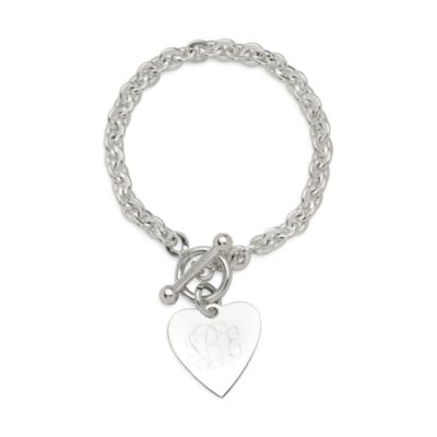 Sterling Silver Heart Charm Toggle Bracelet 7.5" &mdash; Alt Image 1