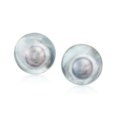 23mm Gray Cultured Pearl Earrings In Sterling Silver &mdash; Alt Image 1