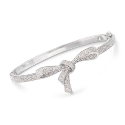 .15 ct. t.w. Diamond Bow Bangle Bracelet in Sterling Silver &mdash; Alt Image 1