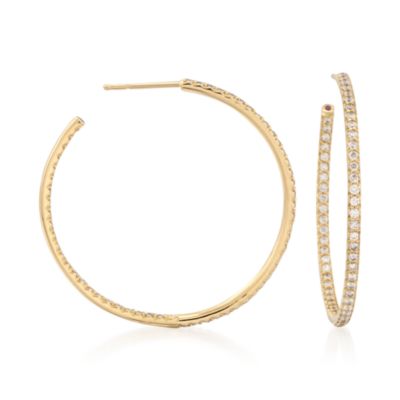 Roberto Coin 1.10 ct. t.w. Diamond Inside-Outside Hoop Earrings in 18kt Yellow Gold &mdash; Alt Image 1