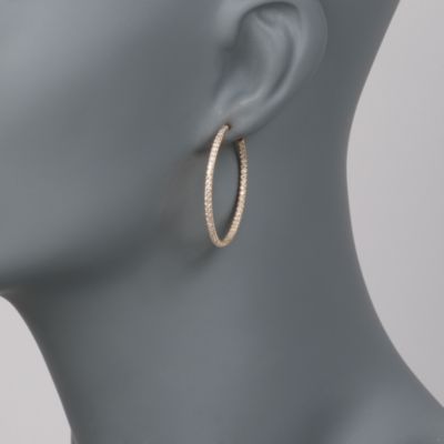 Roberto Coin 1.10 ct. t.w. Diamond Inside-Outside Hoop Earrings in 18kt Yellow Gold &mdash; Alt Image 2