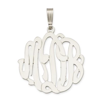 Fancy Script Monogram Pendant in 14kt White Gold &mdash; Alt Image 1
