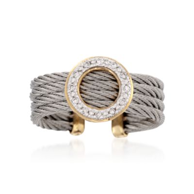 Charriol "Celtic Classique" Diamond Ring in 18kt Yellow Gold and Stainless. Size 7 &mdash; Alt Image 1