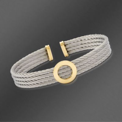 Charriol 'Celtic Classique' Circle Top Cuff Cable Bracelet In 18kt Yellow Gold and Stainless. 7" &mdash; Alt Image 1
