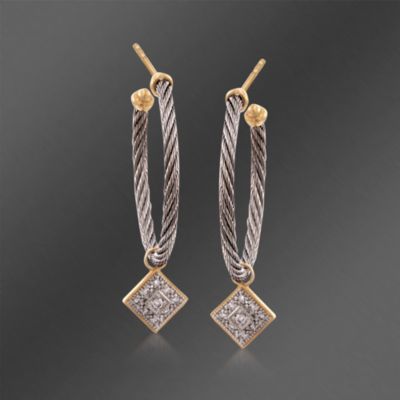 Charriol .11 ct. t.w. "Celtic Classique"' Diamond Hoop Earrings in 18kt Yellow Gold and Stainless &mdash; Alt Image 1