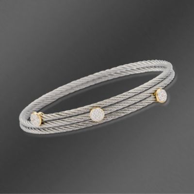 Charriol 'Celtic Classique' Wrap Bracelet With Diamonds In 18kt Yellow Gold and Stainless. 7" &mdash; Alt Image 1