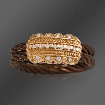 Charriol .15 ct. t.w. "Celtique" Diamond Accent Ring in Stainless and 18kt Yellow Gold. Size 6.5 &mdash; Alt Image 1
