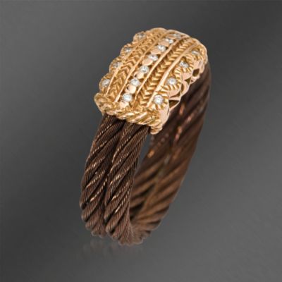 Charriol .15 ct. t.w. "Celtique" Diamond Accent Ring in Stainless and 18kt Yellow Gold. Size 6.5 &mdash; Alt Image 2