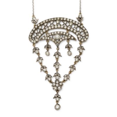 C. 1990 Vintage 4.00 ct. t.w. Diamond Floral Drop Necklace In 18kt White Gold &mdash; Alt Image 1