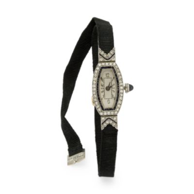 C. 1920 Vintage Art Deco Women's .50 ct. t.w. Diamond and .30 ct. t.w. Sapphire Watch In Platinum &mdash; Alt Image 1