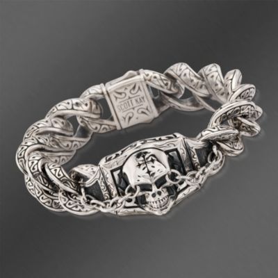 Scott Kay Men's Sterling Silver Skull Bracelet . 8.5" &mdash; Alt Image 1