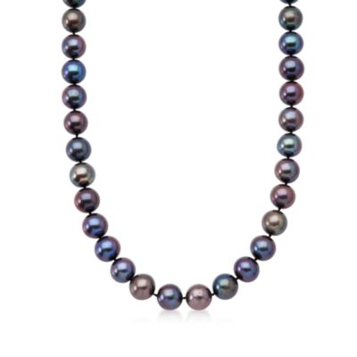 11-12mm Black Pearl Necklace With 14kt White Gold Clasp &mdash; Alt Image 1