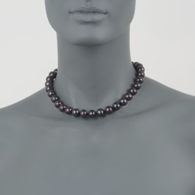 11-12mm Black Pearl Necklace With 14kt White Gold Clasp &mdash; Alt Image 2