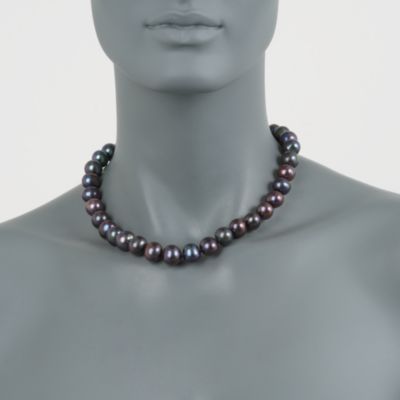 11-12mm Black Pearl Necklace With 14kt White Gold Clasp &mdash; Alt Image 3