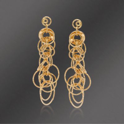 Roberto Coin 18kt Yellow Gold Multi-Circle Cluster Drop Earrings &mdash; Alt Image 1
