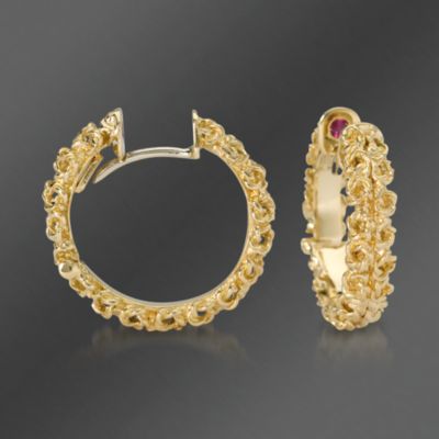 Roberto Coin "Mauresque" 18kt Yellow Gold Hoop Earrings &mdash; Alt Image 1