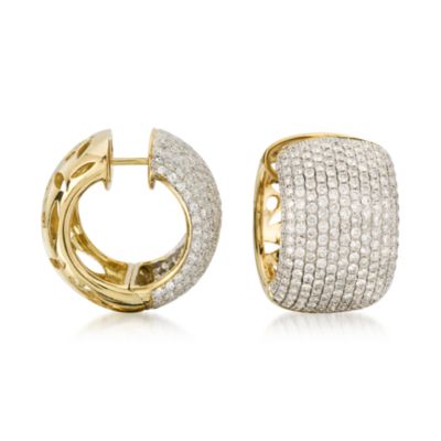 7.40 ct. t.w. Pave Diamond Hoop Earrings in 18kt Yellow Gold &mdash; Alt Image 1