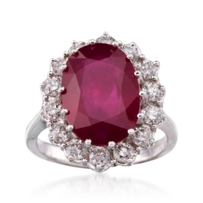 8.00 Carat Ruby and 1.05 ct. t.w. Diamond Ring In 14kt White Gold &mdash; Alt Image 1