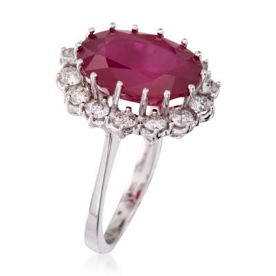 8.00 Carat Ruby and 1.05 ct. t.w. Diamond Ring In 14kt White Gold &mdash; Alt Image 2
