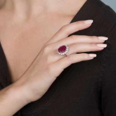 8.00 Carat Ruby and 1.05 ct. t.w. Diamond Ring In 14kt White Gold &mdash; Alt Image 4