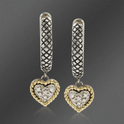 Andrea Candela "Regalo" 18kt Yellow Gold and Sterling Silver Diamond Accent Heart Earrings     &mdash; Alt Image 1