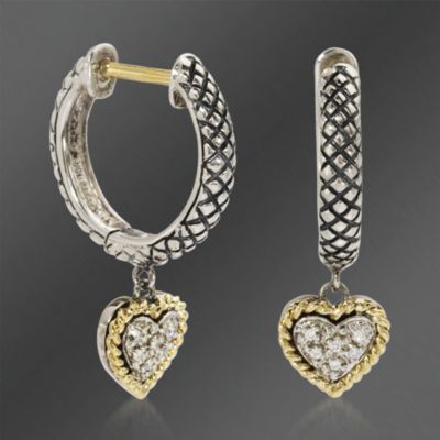 Andrea Candela "Regalo" 18kt Yellow Gold and Sterling Silver Diamond Accent Heart Earrings     &mdash; Alt Image 2