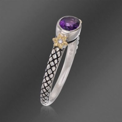 Andrea Candela .70 Carat Amethyst Ring With Diamonds in Two-Tone. Size 7 &mdash; Alt Image 3