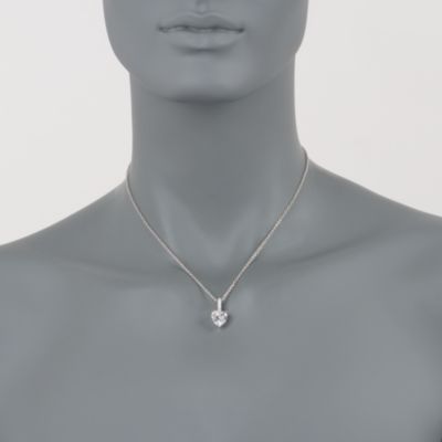 3.00 Carat CZ Heart Shaped Necklace In Sterling Silver 16" With 2" Extender &mdash; Alt Image 2