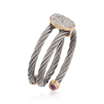 Charriol .10 ct. t.w. "Classique" Diamond Ring in Stainless and 18kt Yellow Gold. Size 7 &mdash; Alt Image 3