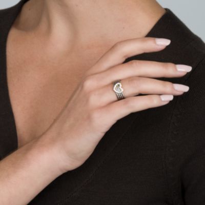 Charriol "Classique" Diamond Accent Heart Ring in Stainless and 18kt Yellow Gold. Size 7 &mdash; Alt Image 4