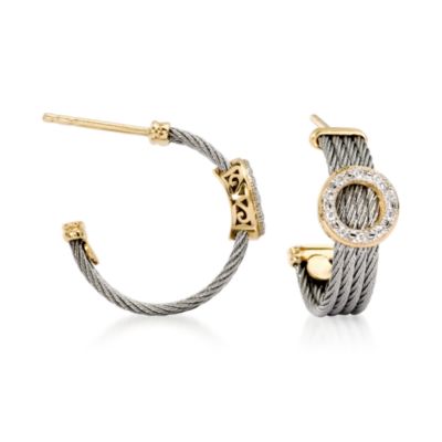 Charriol "Classique" Diamond Accent Earrings In Stainless and 18kt Yellow Gold &mdash; Alt Image 1