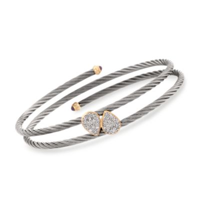 Charriol .15 ct. t.w. "Classique" Diamond Wrap Bracelet in Stainless and 18kt Yellow Gold. 7" &mdash; Alt Image 1