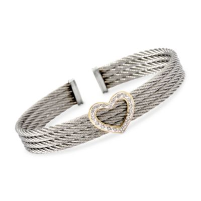 Charriol .12 ct. t.w. "Classique" Diamond Cuff Bracelet in 18kt Yellow Gold and Stainless. 7" &mdash; Alt Image 1