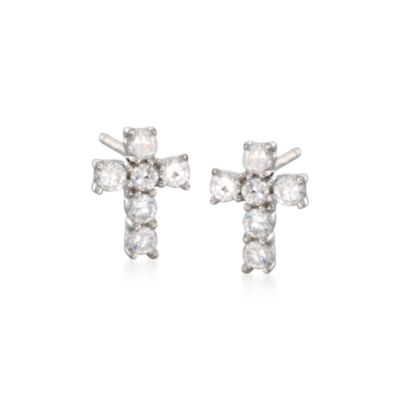 .75 ct. t.w. CZ Cross Earrings In Sterling Silver &mdash; Alt Image 1