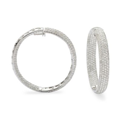 13.10 ct. t.w. Pave Diamond In-And-Out Hoop Earrings In 18kt White Gold &mdash; Alt Image 1