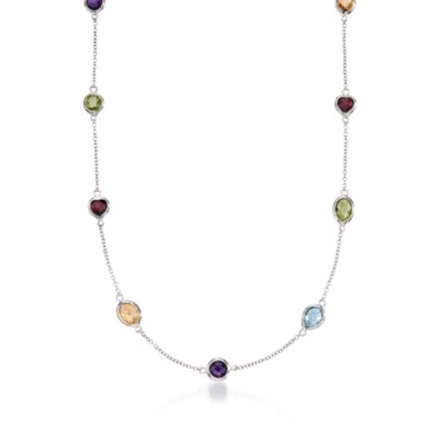 Multi-Gem Station Necklace in Sterling Silver &mdash; Alt Image 1