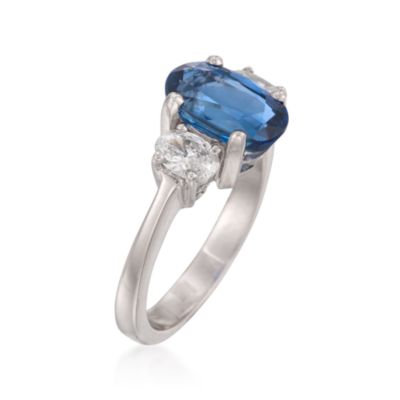 2.57 Carat Sapphire and .50 ct. t.w. Diamond 3-Stone Ring in 18t White Gold &mdash; Alt Image 3