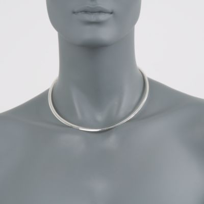Italian 14kt Yellow Gold and Sterling Silver Reversible 4mm Omega Necklace &mdash; Alt Image 2