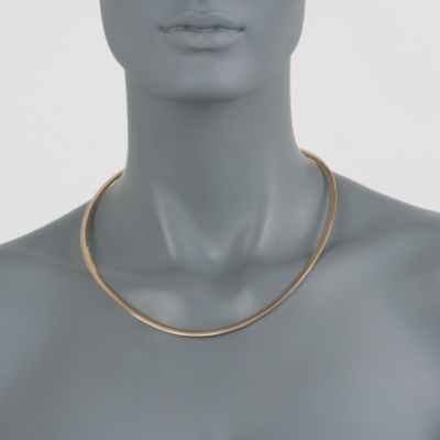 Italian 14kt Yellow Gold and Sterling Silver Reversible 4mm Omega Necklace &mdash; Alt Image 3