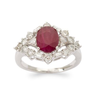 1.80 Carat Ruby Ring With .95 ct. t.w. Diamonds In 18kt White Gold &mdash; Alt Image 1