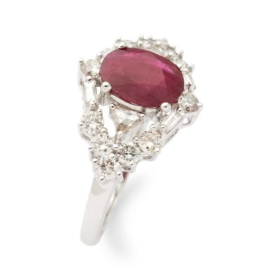 1.80 Carat Ruby Ring With .95 ct. t.w. Diamonds In 18kt White Gold &mdash; Alt Image 2